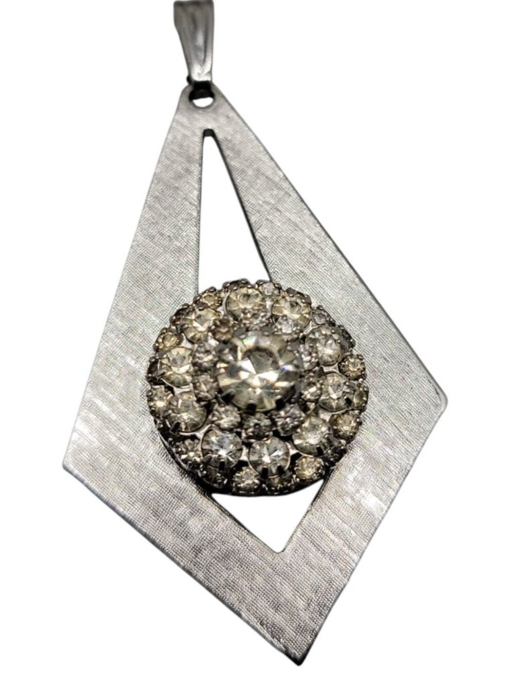 Schiaparelli Pendant Watch Vintage Rhinestone Cluster Top Silver Tone Rare Find